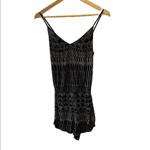 H&M Black&Tan Boho Printed Spaghetti Light Romper